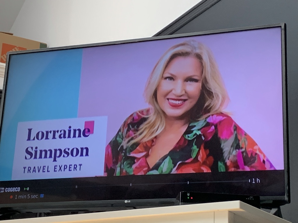 Lorraine Simpson appearing on television as a travel expert